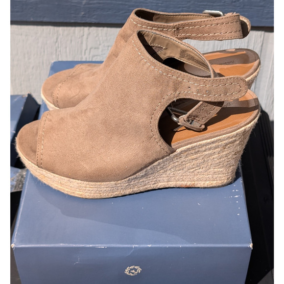 Universal Thread Cayla Taupe Women's Size 10 Espadrille Wedge Sandal Open Toe - Picture 1 of 8
